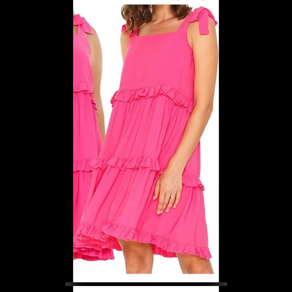CLEO CORA WOMEN'S CASUAL SUMMER DRESS TIERED BABYDOLL SMOCKED RUFFLE FRENCH ROSE